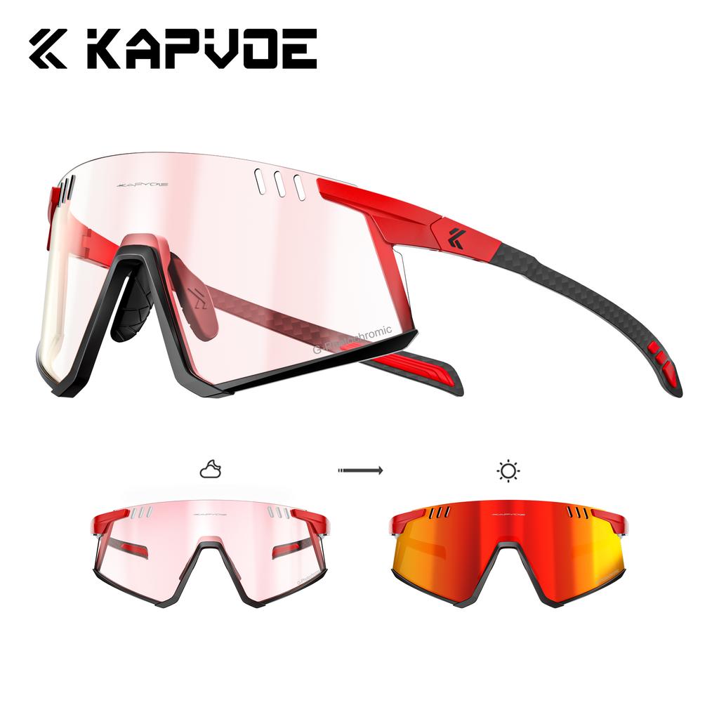 Lunettes de cyclisme Kapvoe Photochromiques UV400 VTT Claires Vélo de montagne Lunettes de soleil de transition pour hommes Femmes Lunettes de sport