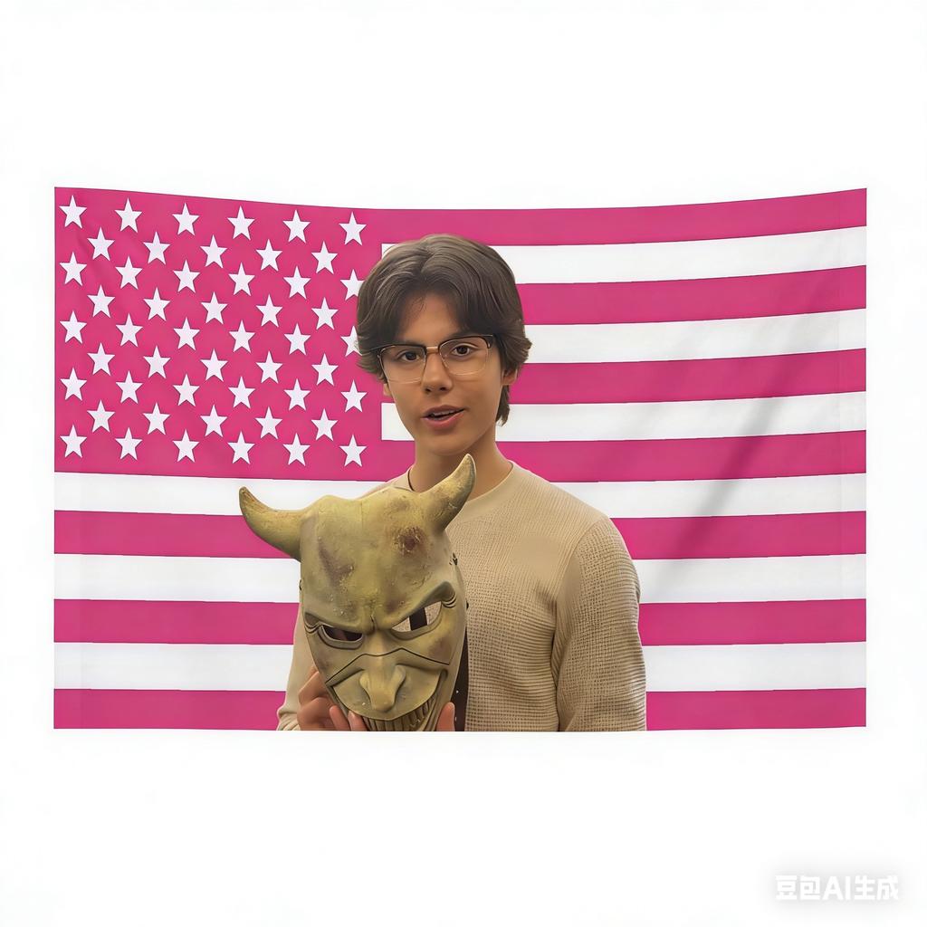 JJacob EElordi Fan Art Pink USA Flag Tapestry Multiple Character Portrait Print Perfect Gift For Fans Ideal For Dorm Bedroom