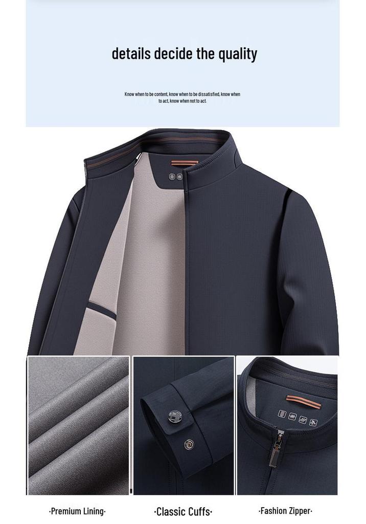 Men's Versatile Stand-up Collar Business Jacket - Spring & Autumn Casual Outerwear 