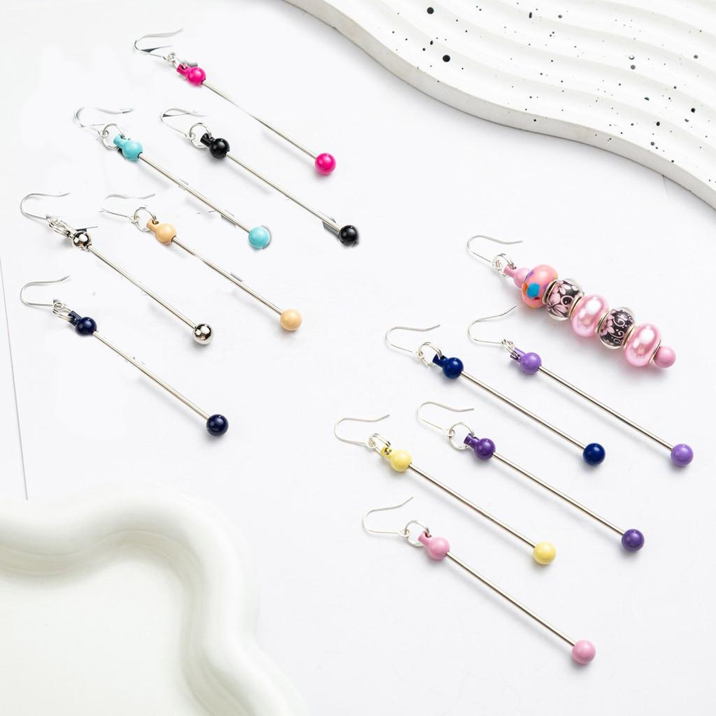 Stylish Beaded Earrings DIY Beadable Dangle Earrings Long Ear Drop Pendant for Women and Girls Jewelry Accessory Gift