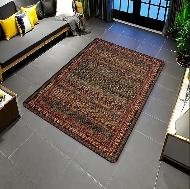 

Vintage Persian Patchwork Rectangle Carpet Tribal Striped Pattern Home Decor Mat Non Slip Floor Rug Living Room Area Rug 40X60CM