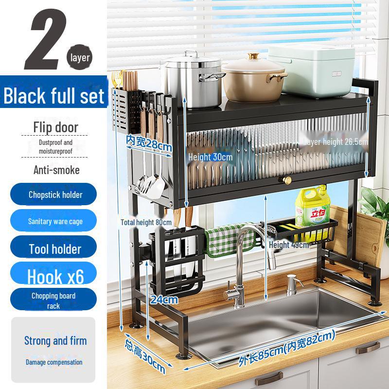"Multifunctional Kitchen Sink Dish Storage & Drain Rack"