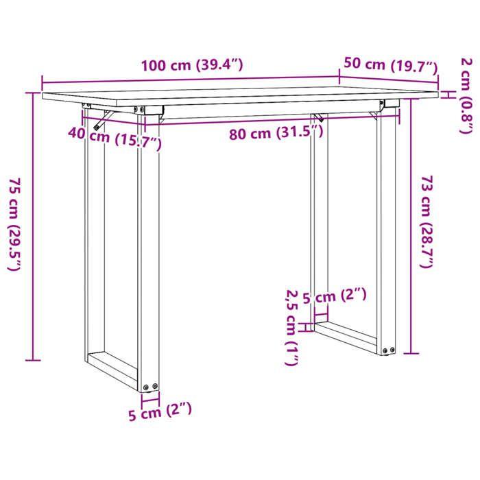 VidaXL Table à Manger Cadre en O, Table à Dîner, Table de Repas Cuisine Restaurant Intérieur, 100x50x75 cm Bois de Pin 3282675