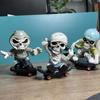 Scary Resins Skeleton Sculpture Funny Skateboarding Skull Figurine Ornament for Halloween Party Desktop Decoration
