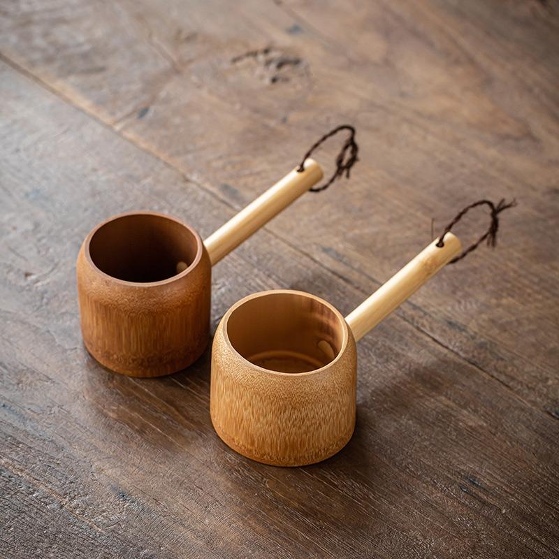 400ml Soup Serving Ladle Bamboo Water Ladle Soup Kitchen Utensils Japanese Ladles Style Ladel Spoons Kitchen Garden