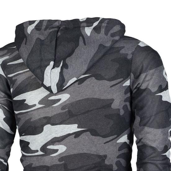 Erkek Kapüşonlu Kamuflaj Kapüşonlu İpli Fermuar Dekorasyon Sonbahar Günlük Giyim için Kapüşonlu