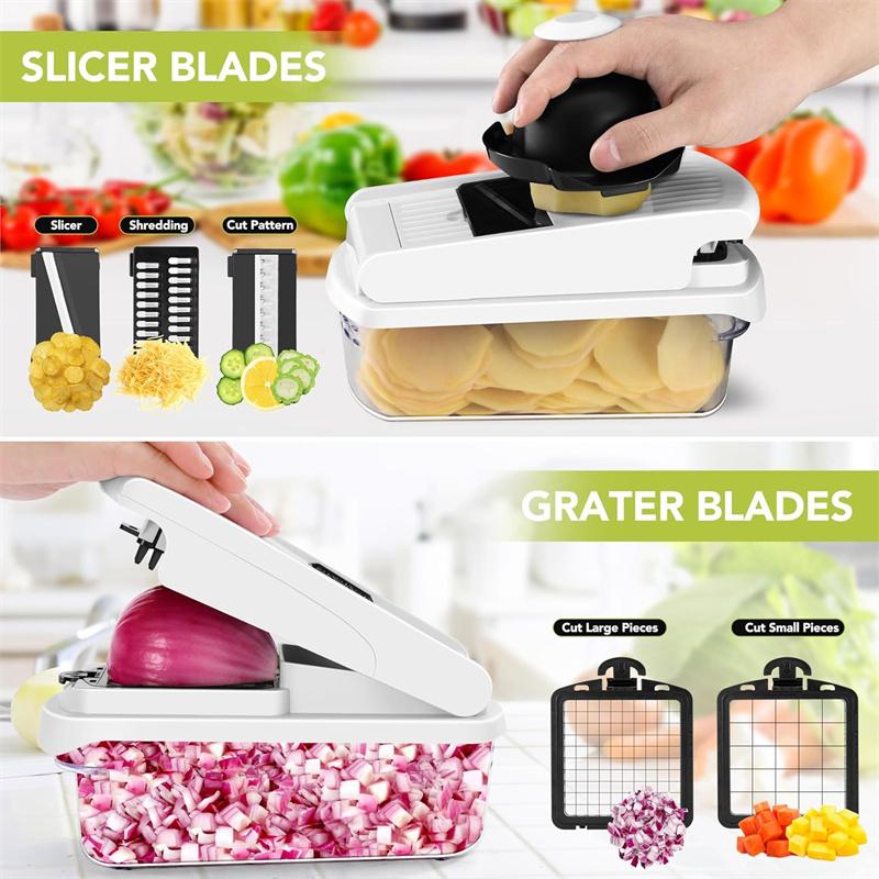15 In 1 Multi-Functional Food Chopper With Container Vegetable Cutter Kitchen Vegetable Slicer, Grater, And Chopper