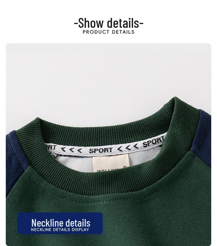 Autumn 2025 Boys' Patchwork Stripe Hoodie & Pants Two-Piece Set