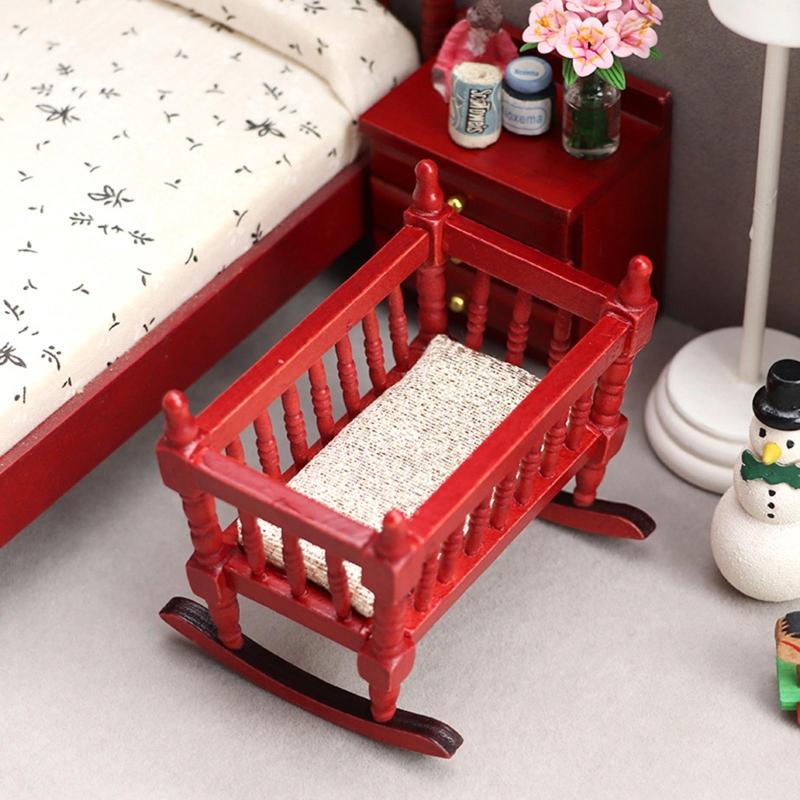 Wooden Dollhouse Shake Bed Decoration Toys for 6-8 Year Old Kids Pretend for Play Improve Intelligence Supplies