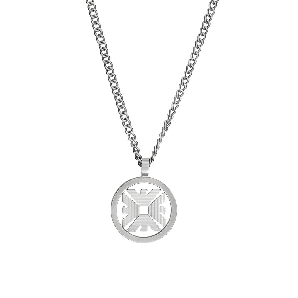 Emporio Armani Eagle Logo Hollow Round Pendant Fashion Minimalist Stainless Steel Necklace Men necklace Silver EGS3040040 Basic Packaging