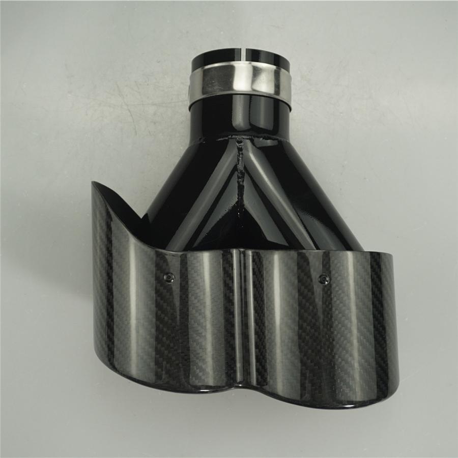 Universal Pair 63mm Inlet 3D Glossy 100% Real Carbon Fiber Car SUV Conjoined Dual Exhaust Pipe Tail Muffler Tip