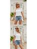 European and American Women's Solid Color Mesh Ruffle Short Sleeve T-shirt