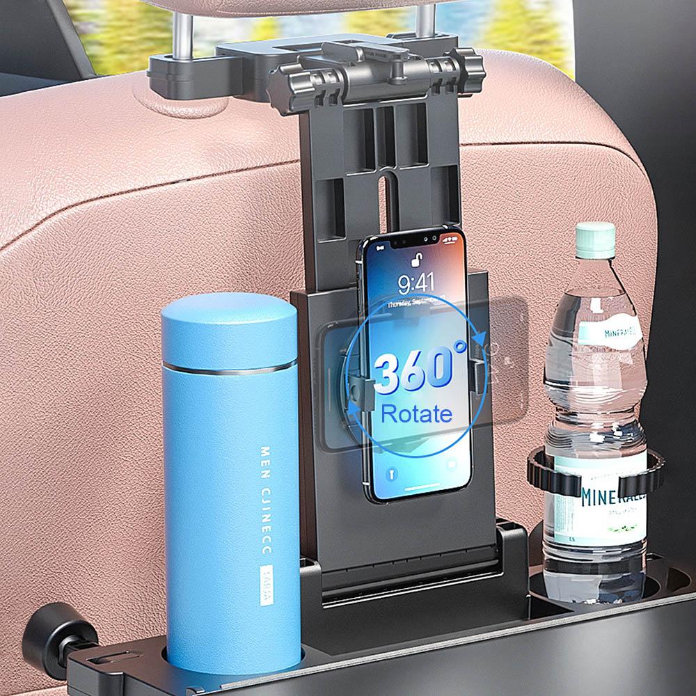 Tablette Pliante Pour Siège Arrière De Voiture - Avec Porte-Gobelet, Support Téléphone, Réglable, Antidérapante