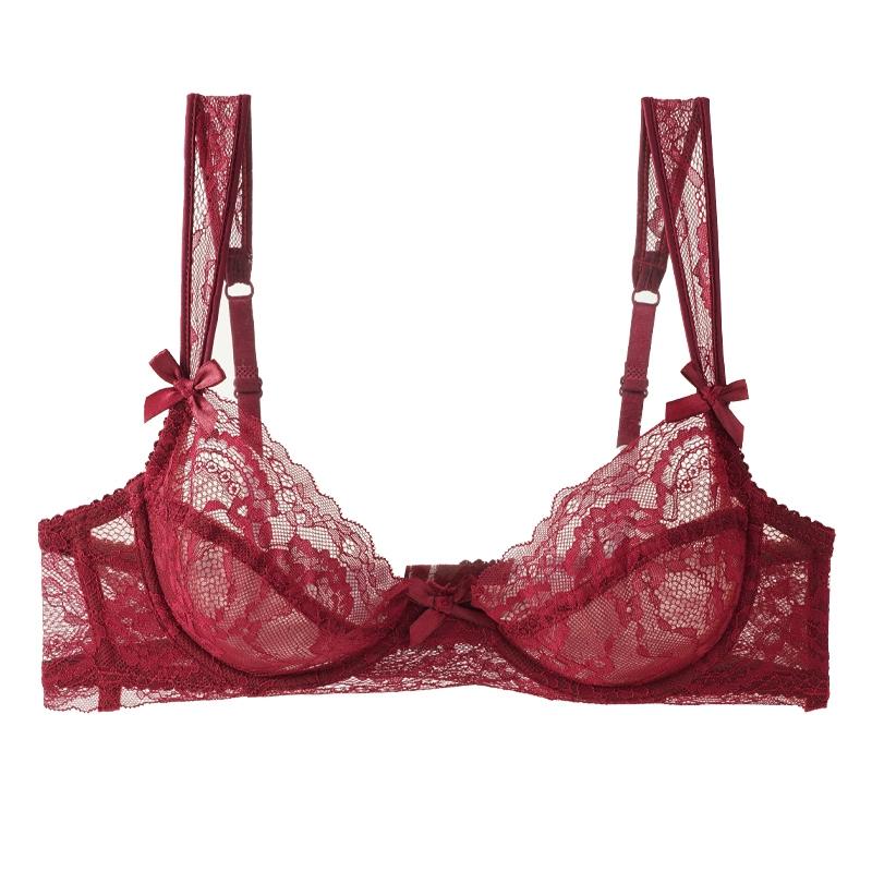 

Летние Ультратонкие Кружевные Цветочные Бюстгальтеры Женское Сексуальное Нижнее Белье Французский Романтический Пуш-Ап Бюстгальтер Отделка Бантиком Женские Дышащие Бюстгальтеры XL красный