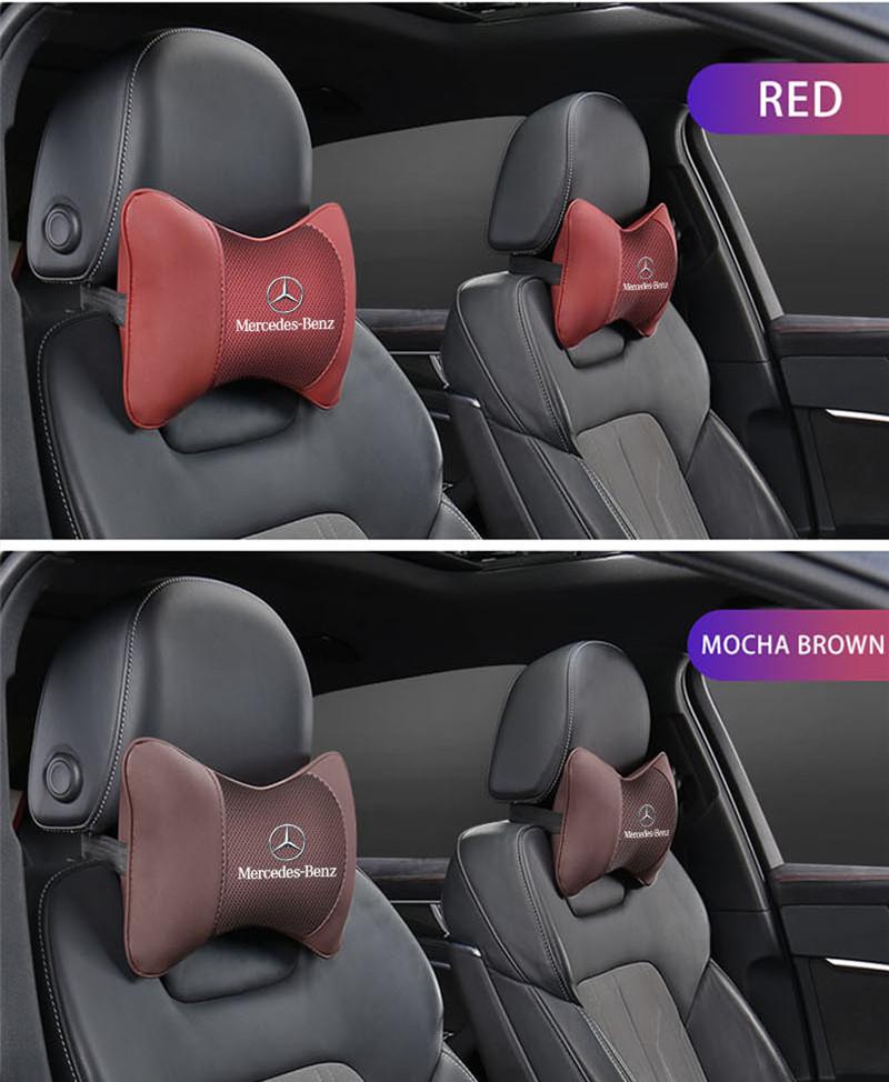 D1-1PCS Car Seat Headrest Auto Logo Neck Pillow For Mercedes Benz AMG W203 W204 W205 W209 W210 W176 Interior Stickers PGTZ-BENCHI