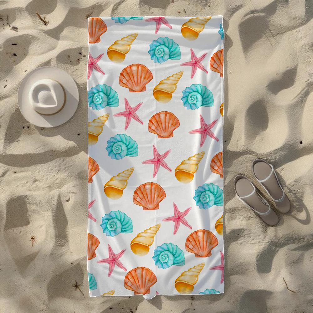 Pink Coral Seashell Beach Towel, Soft Quick-Drying, Perfect For Portable Outdoor Travel, Swimming, Camping And Summer Beach