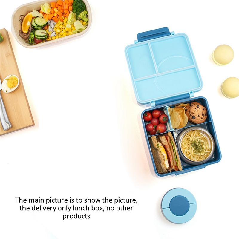 ABXF-Lunch Box With Stainless Steel Bowl, Plastic Dinner Plate, Microwaveable, Compartmentalized Bento, Lunch Box