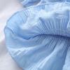 Ruffled Short-sleeve Shirt Nipped Waist Solid Pleated Button Down Top Female Chiffon Blouse Square Neck Chiffon Shirt