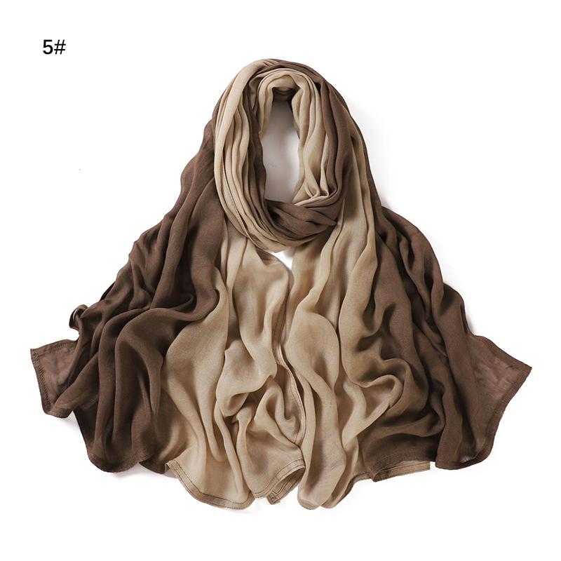 Luxary Design Fashion Women Classic Gradient Colored Cotton Scarf Lady Soft Headscarf Solid Color Shawl Headscarf Muslim Scarf