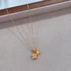 Ancient gold crafts Dreamy design double hammer small star necklace fashion brushed light luxury charm collar chain  gift