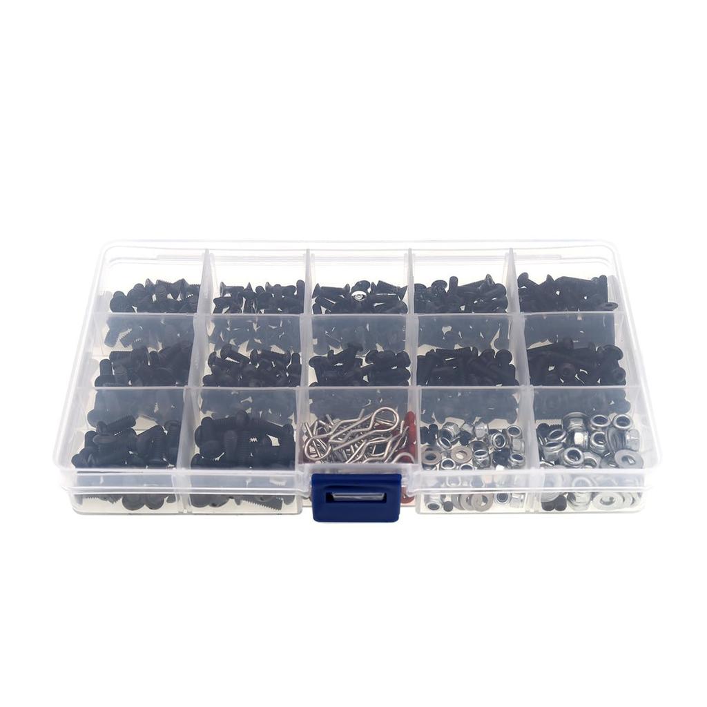 500pcs Universal RC Car Screw Kit with Set of Hardware Fasteners for Axial Redcat HPI Arrma Losi Scale RC Car Truck Crawler 1/8 1/10 1/12 1/16