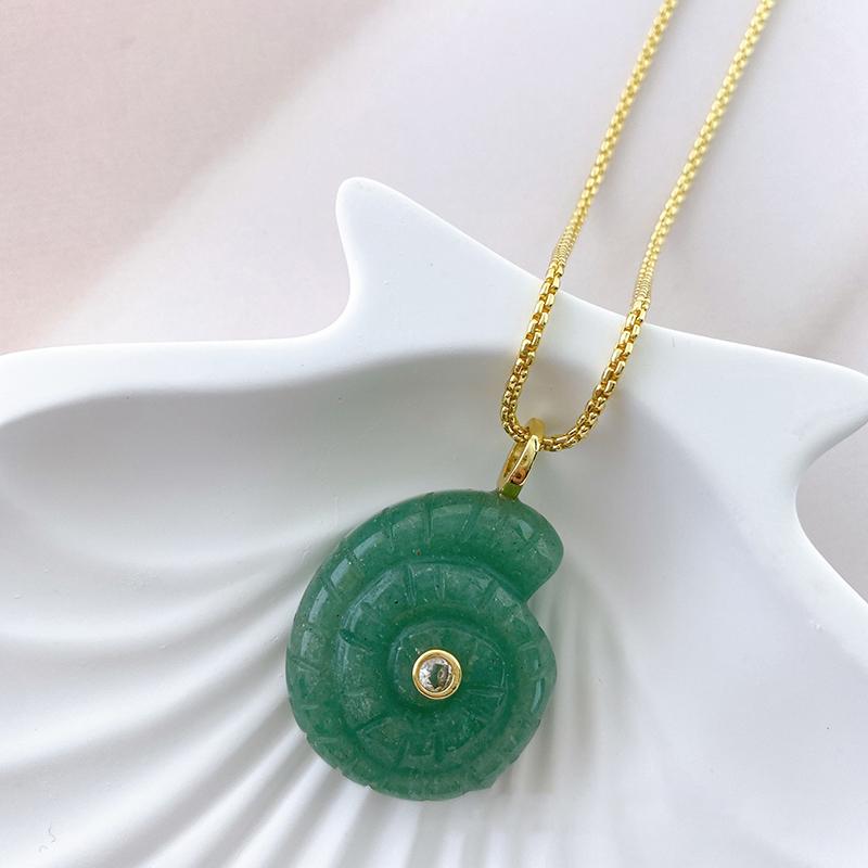 Snail Shell Shaped Carved Natural Crystal Stones With Zircon Amethyst Quartz Tiger Eye Gemstone For Diy Necklace Pendant
