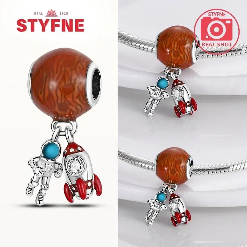 copper Astronaut Spaceship Space Collection Charm Bead Charms Bead Charms Compatible With Authentic Bracelets for Women Do It Yourself Jewellery Gift