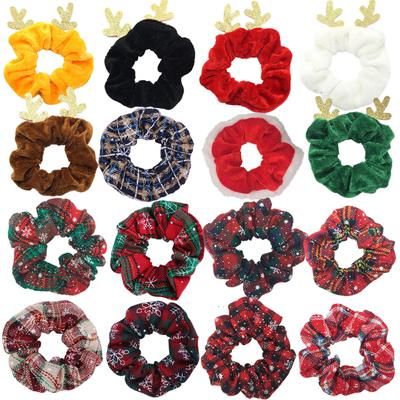 6 pièces/lot Décoration de fête Tissu Élastique Chouchou Bandes pour Cheveux Chouchous Accessoires Coiffure Pour Noël Père Noël Rouge Élan Velours