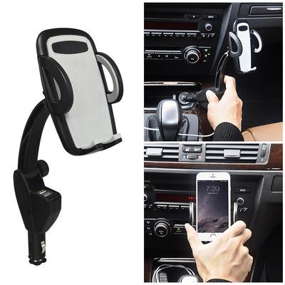3-in-1 Car Mount Cigarette Lighter Rotatable Phone Holder with Dual USB Ports   CSL88