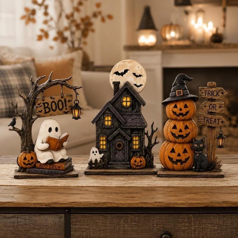2D Flat Ghost Pumpkin Standing Sign Trick or Treat Haunted House Statue Holiday Party