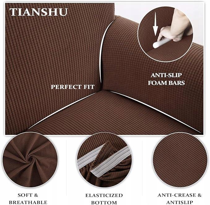 Elastic Two-piece Sofa Cover for the Tianshu Sofa, Stylish Brown
