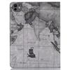 For iPad Pro 13 (2024) Case Wallet Map Pattern PU Leather Folio Tablet Cover Auto Wake/Sleep
