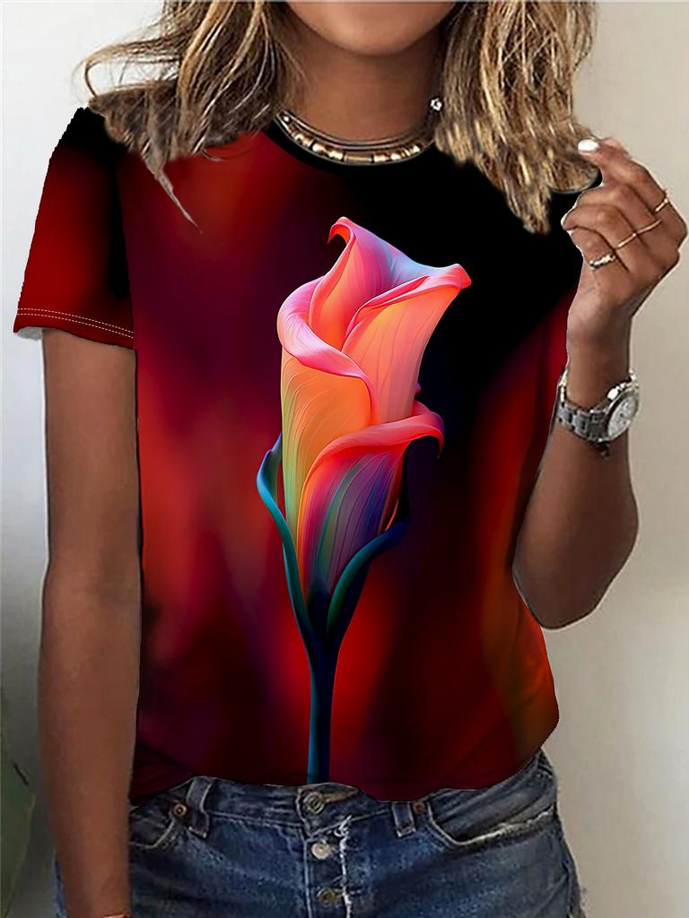 Summer Flower Bird 3D Print T-shirts Women Streetwear Harajuku Casual Fashion Y2k Short Sleeve T Shirt O-neck Tees Tops Clothing