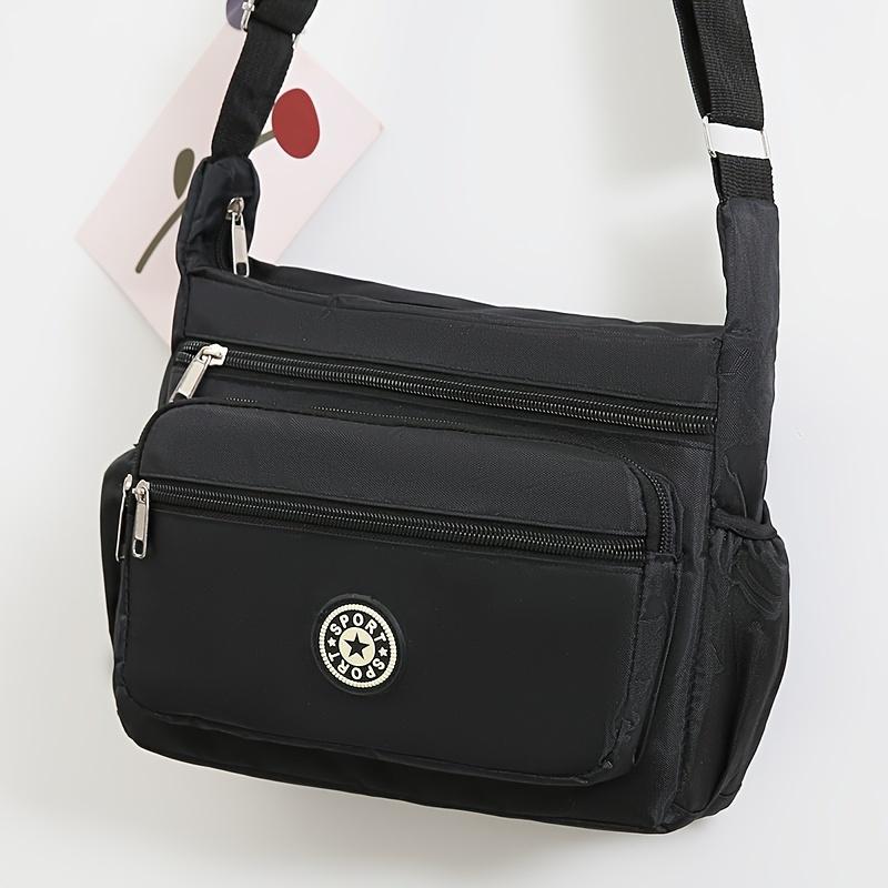 

Сумка через плечо из нейлона с несколькими карманами для женщин, повседневный стиль, многофункциональная сумка на молнии с регулируемым ремешком, сумка для покупок чёрный