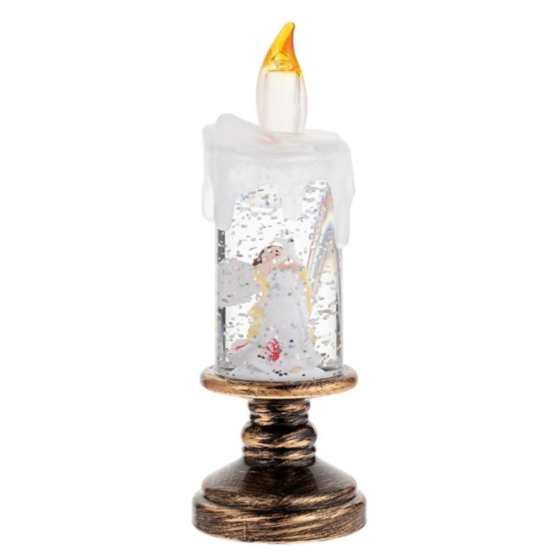 Snow Globe Candle Lamp With Realistic Floating Snowflakes Safe Plastic Design For Christmas Winter Party Homes Decors