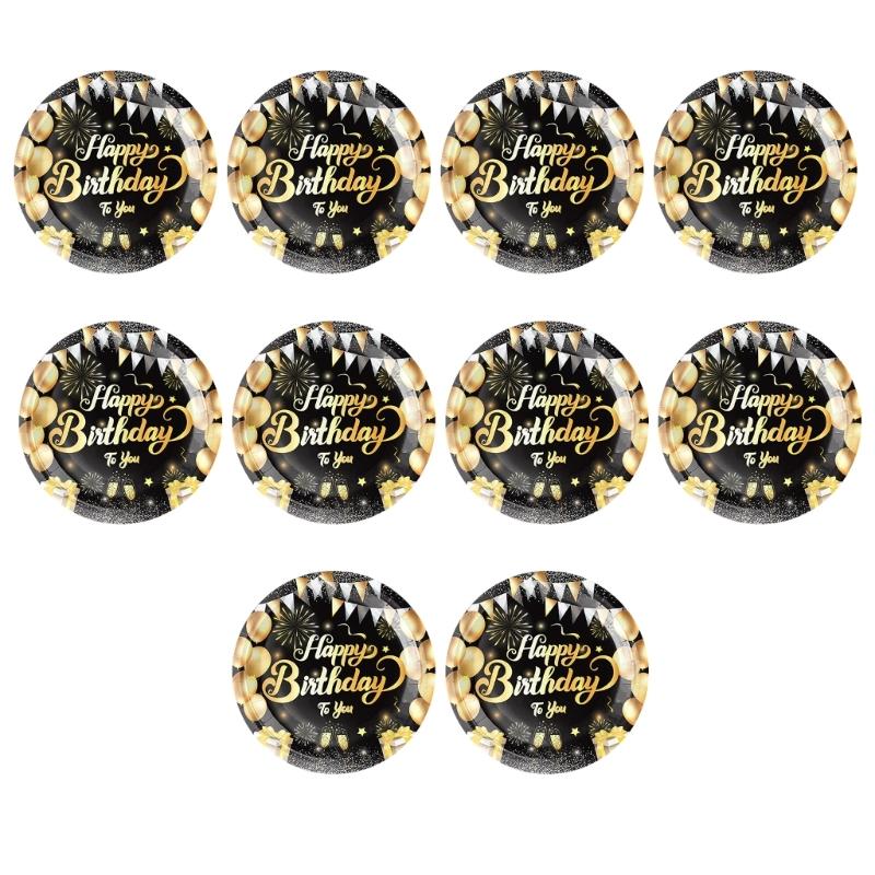 Disposable Party Supplies Black Gold Brilliants Theme Food Safe Ink Printing For Indoors Outdoor Gatherings