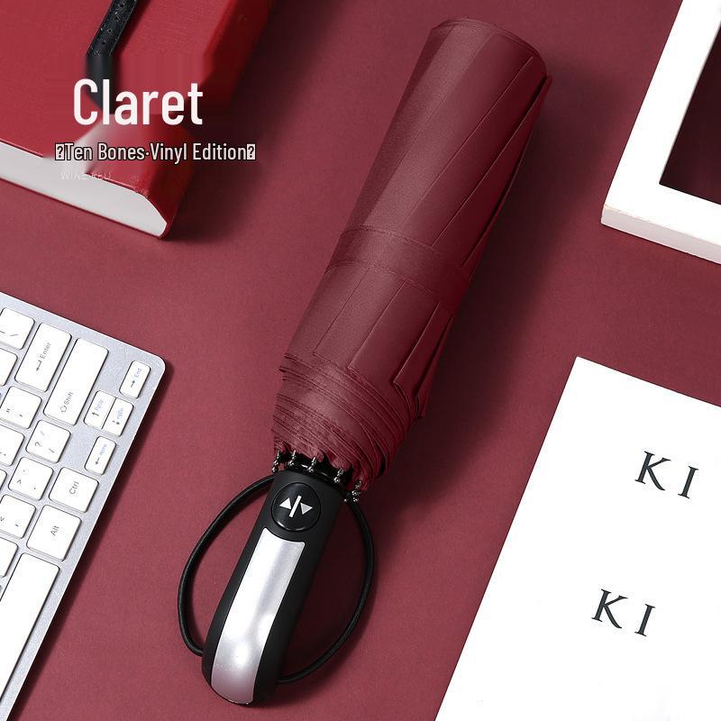 Fully Automatic 10-Rib UV Protection Folding Umbrella - Black Glue Sunscreen for Rain or Shine