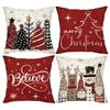 Christmas Themed Pillowcases: Tree, Believe, Gnomes & Snowman Designs Sofa Room Cushion Cover Home Decoration New Year Gift