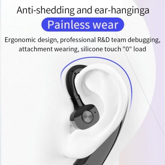 1pc Crochet d'oreille Écouteur stéréo sans fil Bluetooth 5.0 Mains libres Casque d'affaires