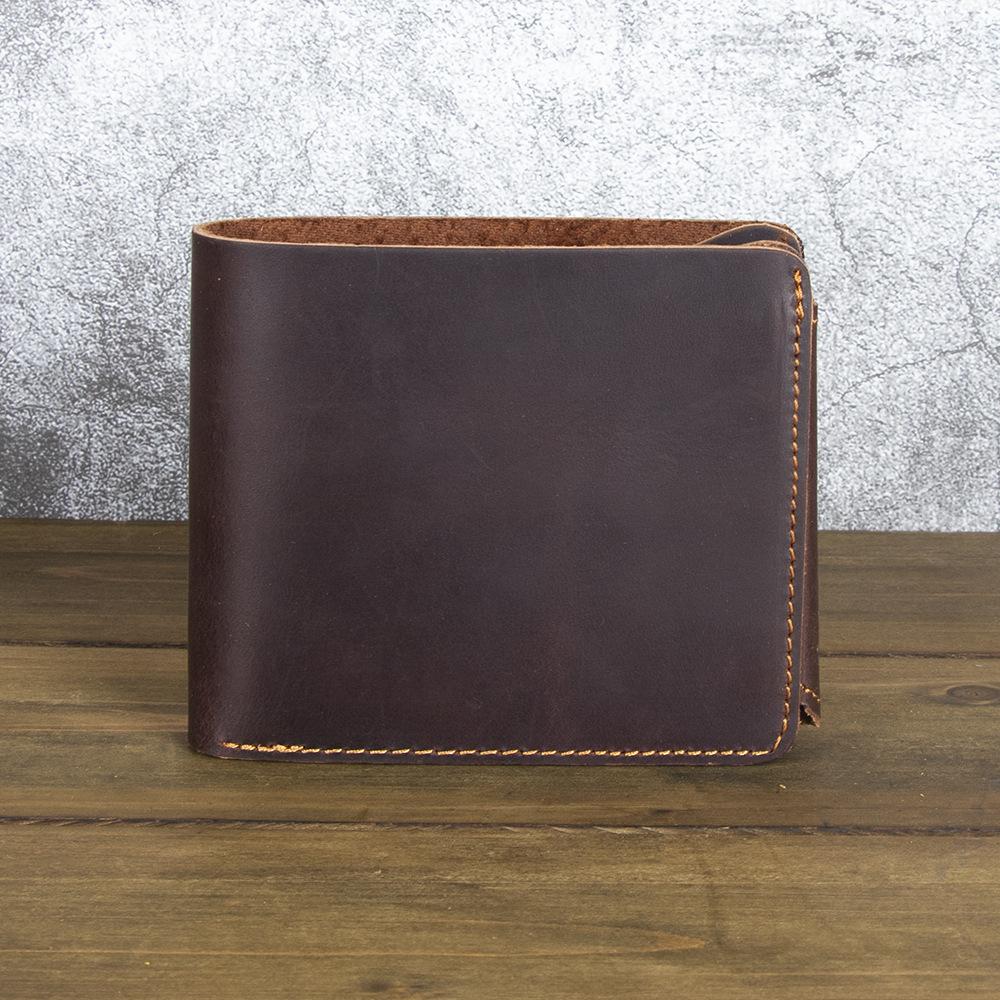 Ručně vyráběná pánská kožená peněženka z pravé kůže, designová trojdílná vintage personalizovaná pánská peněženka