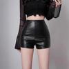 Жіночі осінні весняні облягаючі суперкороткі шорти з високою талією для petite, базові міні-шорти з PU-шкіри, універсальні, облягаючі, гарячі шорти