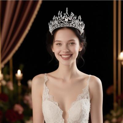 European-style Bride's Water Diamond Crown Headwear Princess and Queen's Tiara  Updo  Baroque Wedding Follow Up Makeup Accessories