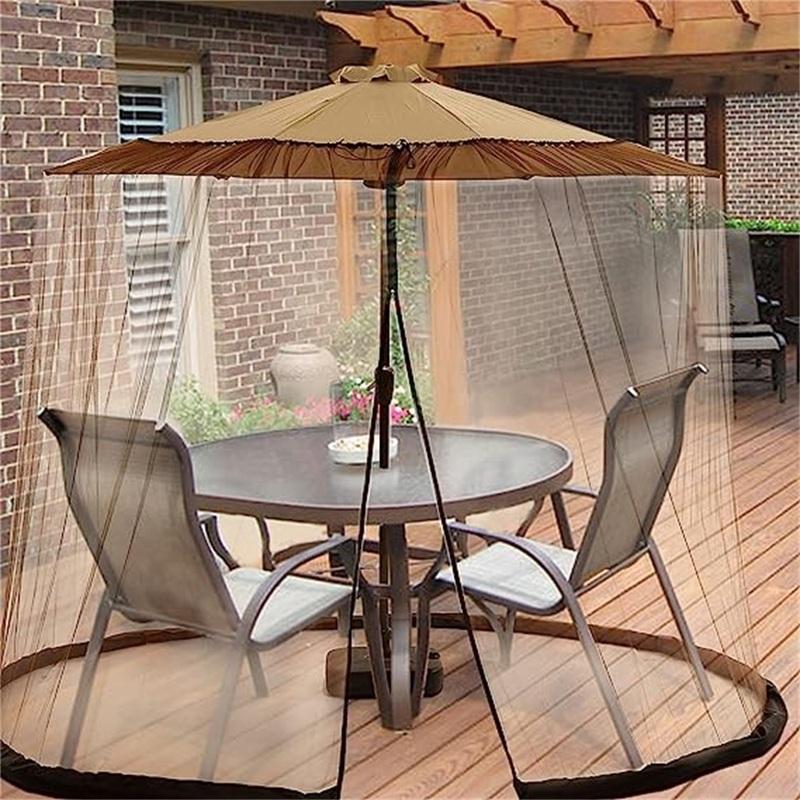 Umbrella Mosquito Netting for Outdoor Garden Patio Umbrellas Adjustable Rope Polyester Sunshade Mosquito Net for Travel Tent