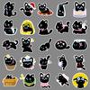 50 Bow Black Cat Doodle Stickers Cartoon Cute Hand-painted Decorative Creative Water Cup Mobile Phone Case Stickers