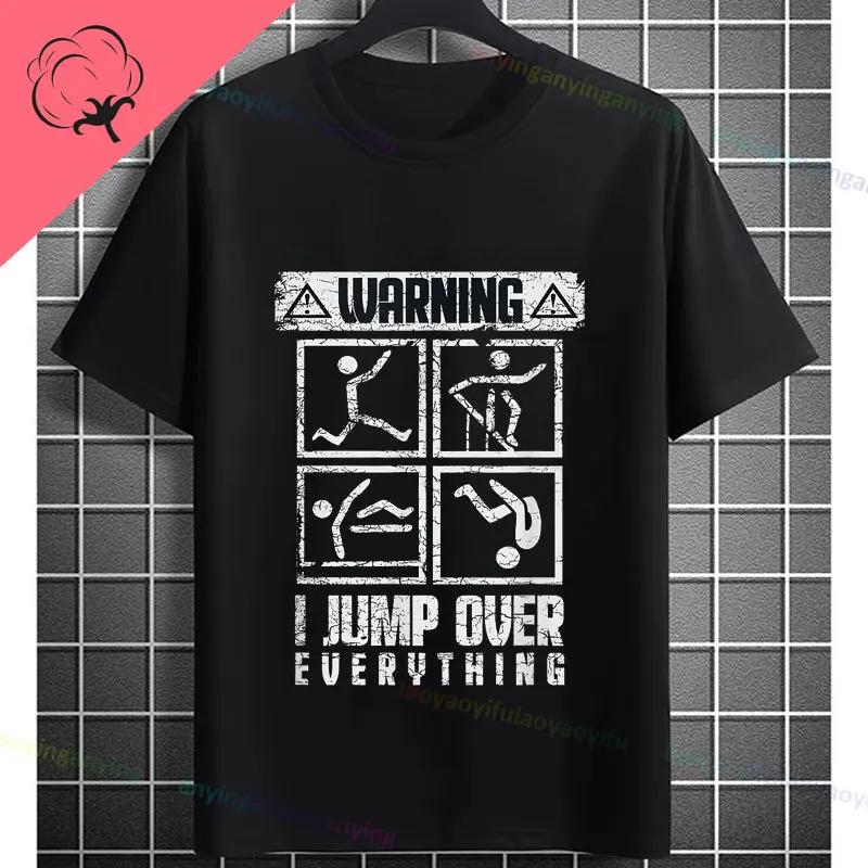 Unisexs Parkour Runner Tshirt With Bold Parkour Print Casual Round Neck 100cotton Allseason Comfort Tshirt Dynamic Tee