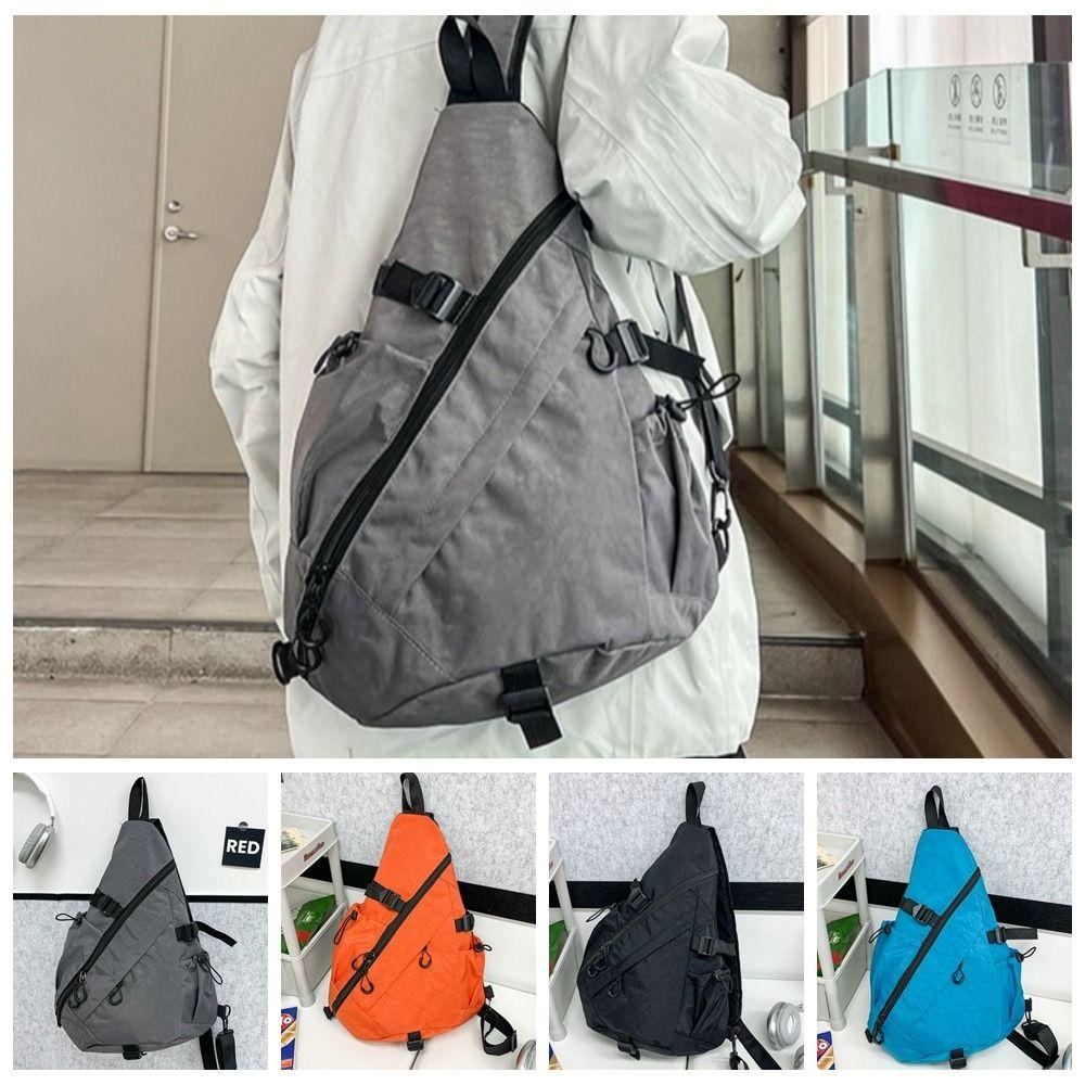 Large Capacity Oxford Cloth Shoulder Bag Solid Color Sports Crossbody Bag Men's Chest Bag  Travel