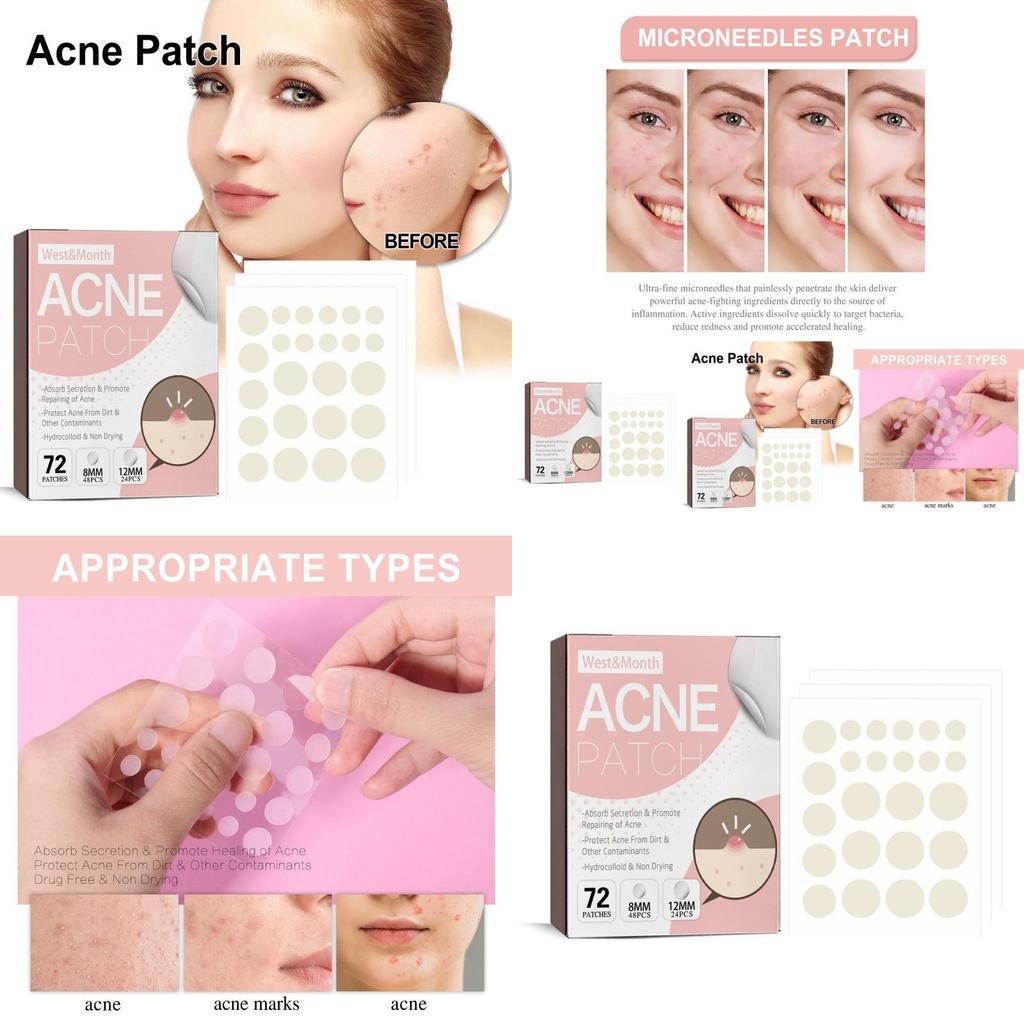West Month Acne Patch Gentle Repair Invisible Breathable Skin Smoothing 72pcs