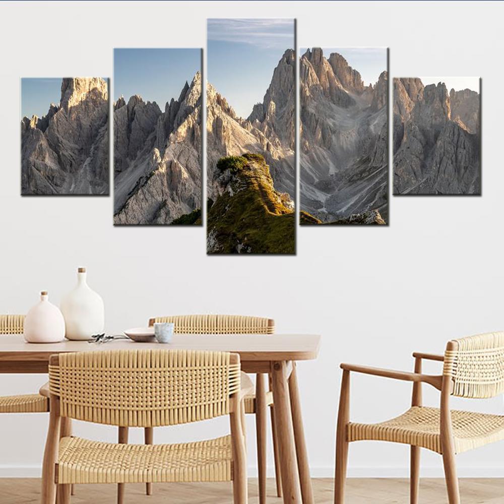 

5 Pieces Nature Lanscape Wall Arts Poster Painting Dolomite Mountains In Italy Wallpapers Home Decor Interior Picture Printing 20X35 20X45 20X55CM