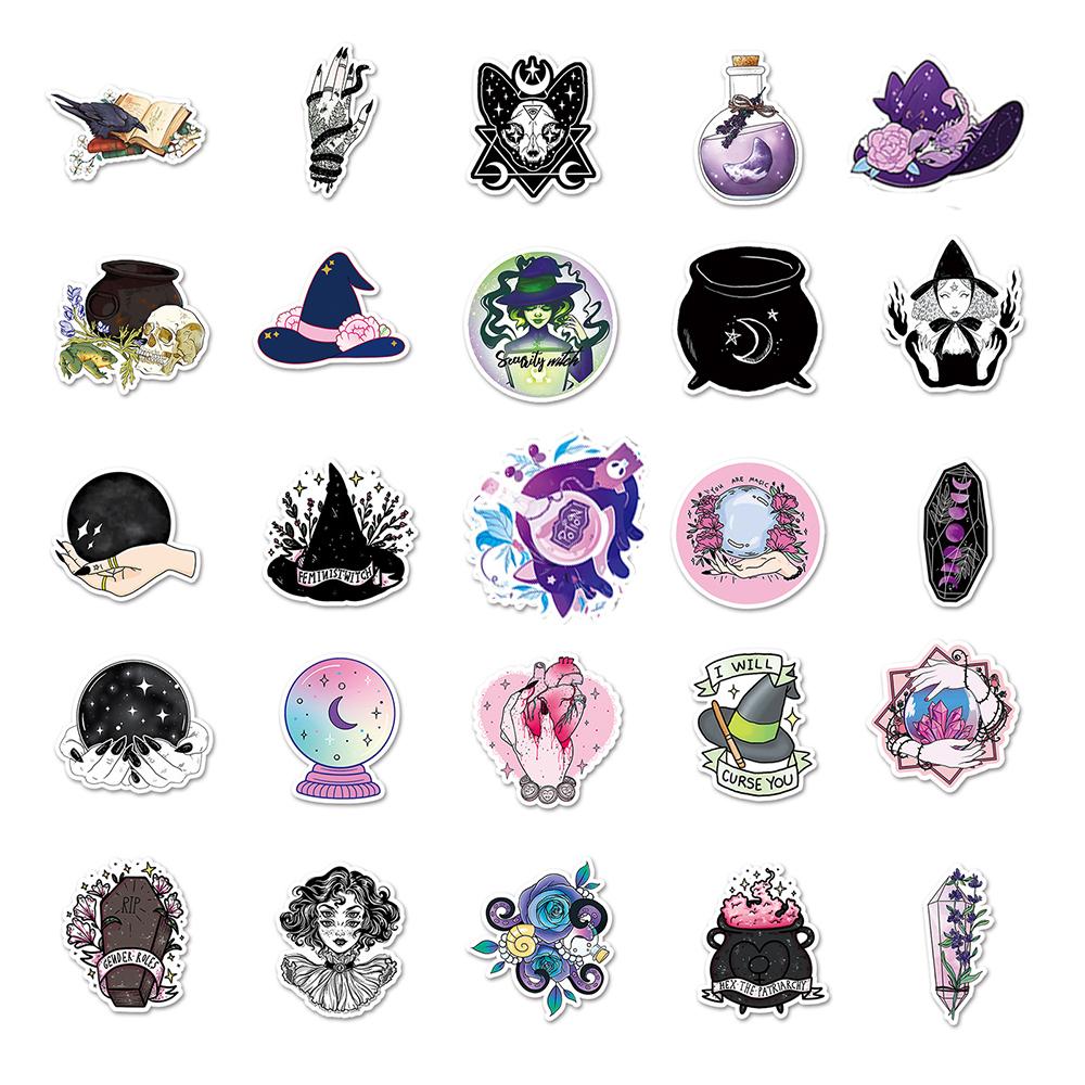 10/30/50pcs Gothic Witch Cartoon Stickers Magic Apothecary Cartoon Decals DIY Laptop Phone Notebook Vintage Graffiti Sticker