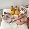 Girls Flat Shoes with Big Flowers Kids Leather Shoes Round Toes 2025 Spring Autumn Girls Mary Janes Dance Shoes Candy Color